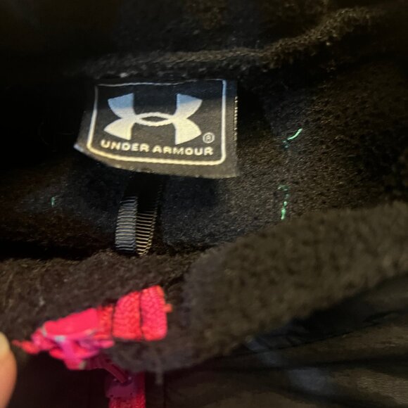 Under Armour Women Large Black Pink Trim Zip Up Fleece Lining Pocket Jacket - Picture 4 of 7